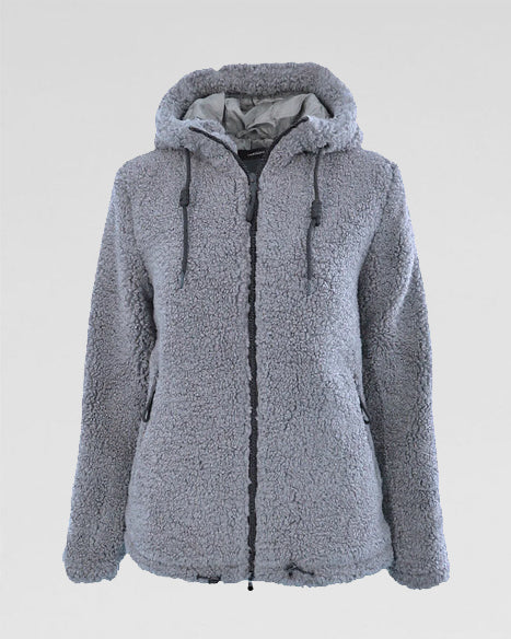 Graphitgraue Teddyjacke  – cozy, sportiv, modern