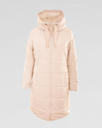 Champagnerfarbener Steppmantel mit Kapuze – Stylisch, funktional und wintertauglich