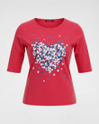 T-Shirt mit verlängertem 1/2 Arm & Herz-Print