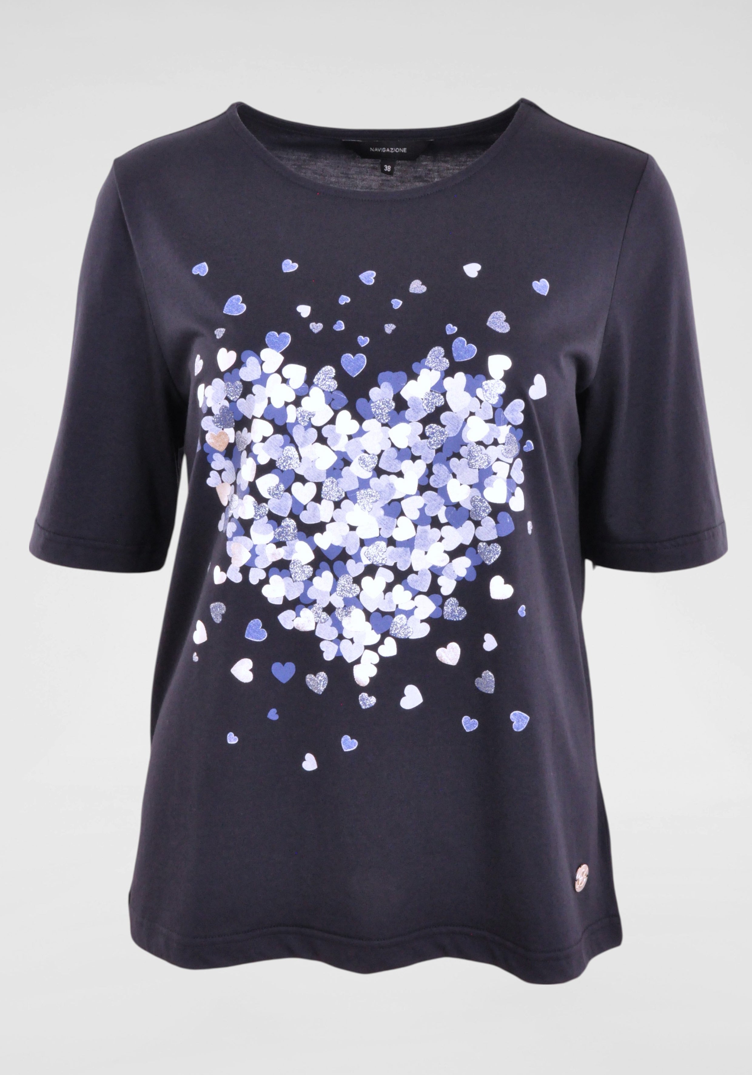 T-Shirt mit verlängertem 1/2 Arm & Herz-Print