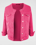 Jeansjacke mit Rundhalsausschnitt – Garment Dyed Look