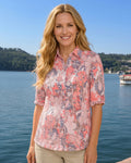 Elegante Ausbrenner- Crashbluse mit verlängertem Halbarm – Leichte Sommerbluse mit floralem Muster