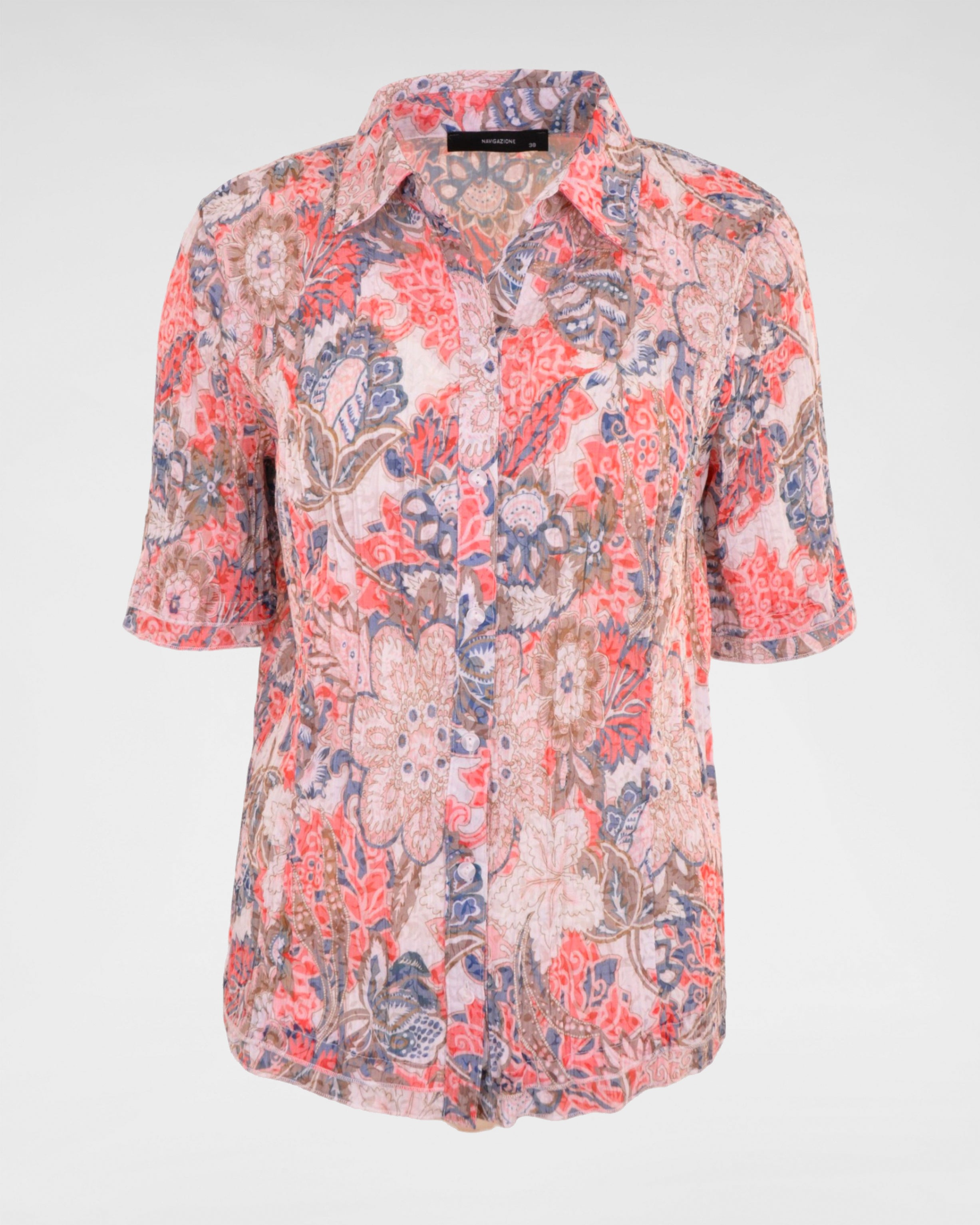 Elegante Ausbrennerbluse mit verlängertem Halbarm – Leichte Sommerbluse mit floralem Muster