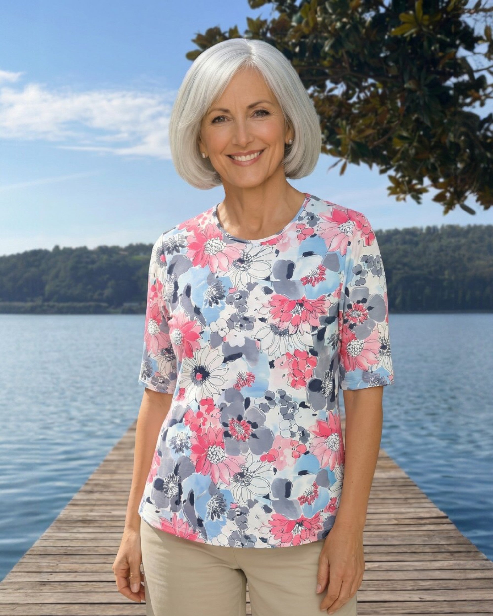 Shirt mit Blumendruck – Elegant & Feminin