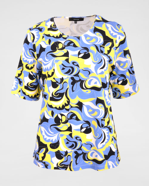 Shirt mit verlängertem 1/2 Arm – Stylisches Statement in Blau & Gelb