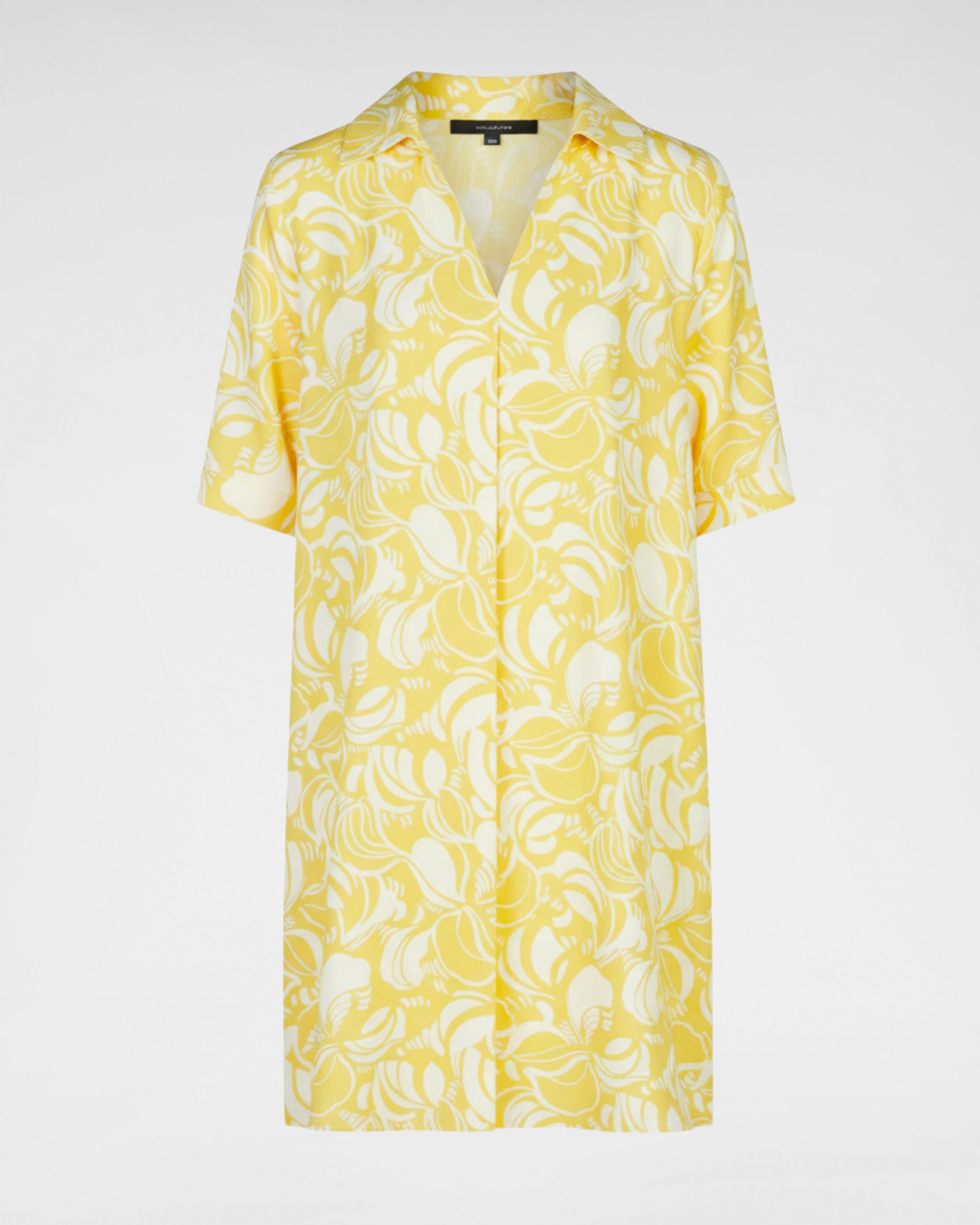 💚🤍🩷 Florales Viskosekleid „Riviera“ – Leichtes Halbarmkleid mit Kragen in Rot/Weiß