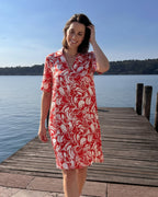 💚🤍🩷 Florales Viskosekleid „Riviera“ – mit Seitennahttaschen Leichtes Halbarmkleid