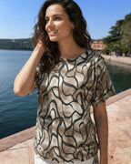 Moderne Tunika aus Viskose – Luftiges Shirt mit Tunnelzug & T-Sleeves