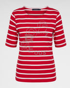 Rotes T-Shirt mit Streifen & Print – Modern, bequem & vielseitig
