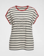 Stylisches Shirt mit überschnittener Schulter & Glitzer-Print – Ein Sommer Must-have