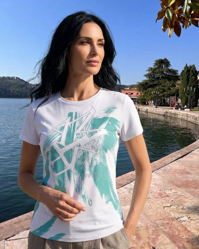 Halbarmshirt mit Print und Strass