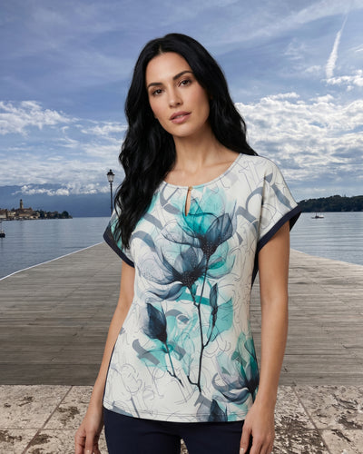 Shirt mit geschmückten Ausschnitt und Print