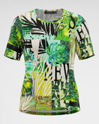 Shirt mit Tropical-Patchwork – Modernes Printshirt in Grün-Multicolor