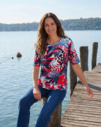 Shirt Rundhals mit verlängertem Halbarm