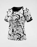 Stylisches Damen-Shirt mit abstraktem Wellenmuster & Strass-Verzierung