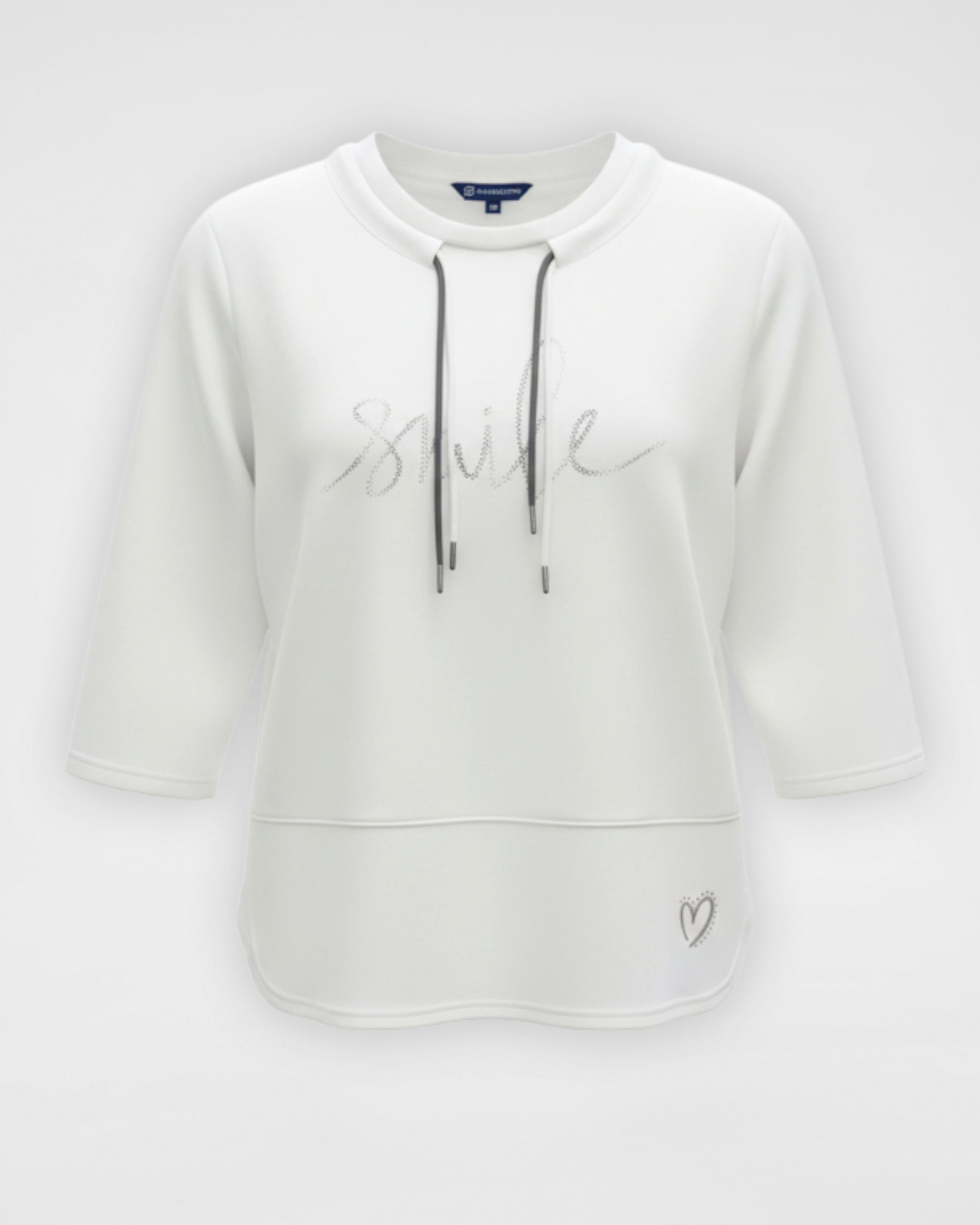 Sweatshirt 3/4 Arm „Smile“ mit Glitzer-Detail – feminin & stylisch