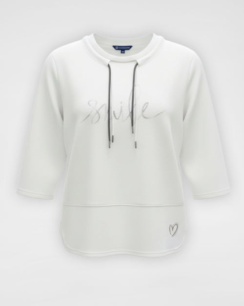 Sweatshirt 3/4 Arm „Smile“ mit Glitzer-Detail – feminin & stylisch