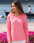 Hoodie mit Silverprint & Strass – leichter Übergangssweater