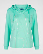 Hoodie mit Silverprint & Strass – leichter Übergangssweater