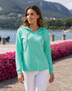 Hoodie mit Silverprint & Strass – leichter Übergangssweater