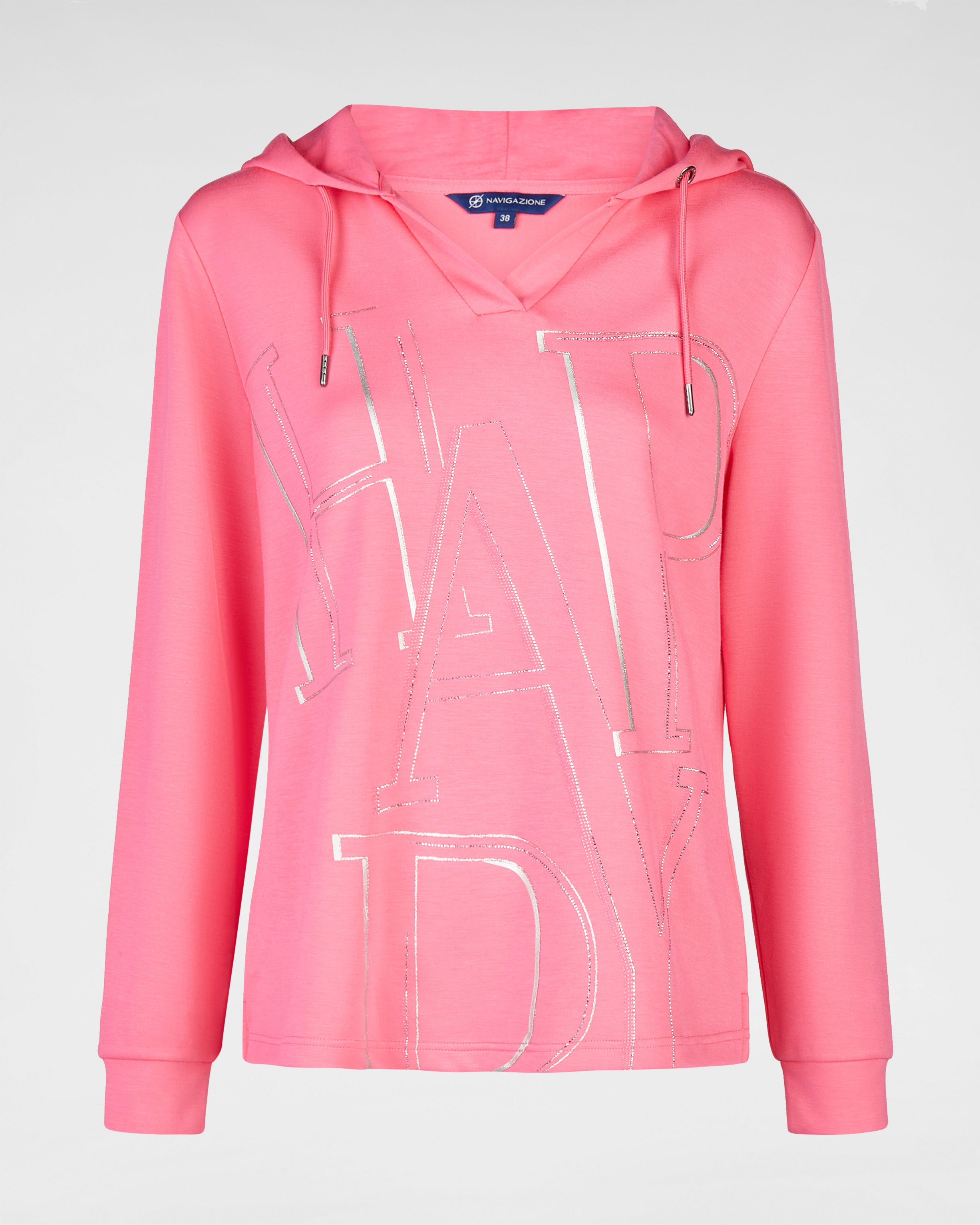 Hoodie mit Silverprint & Strass – leichter Übergangssweater