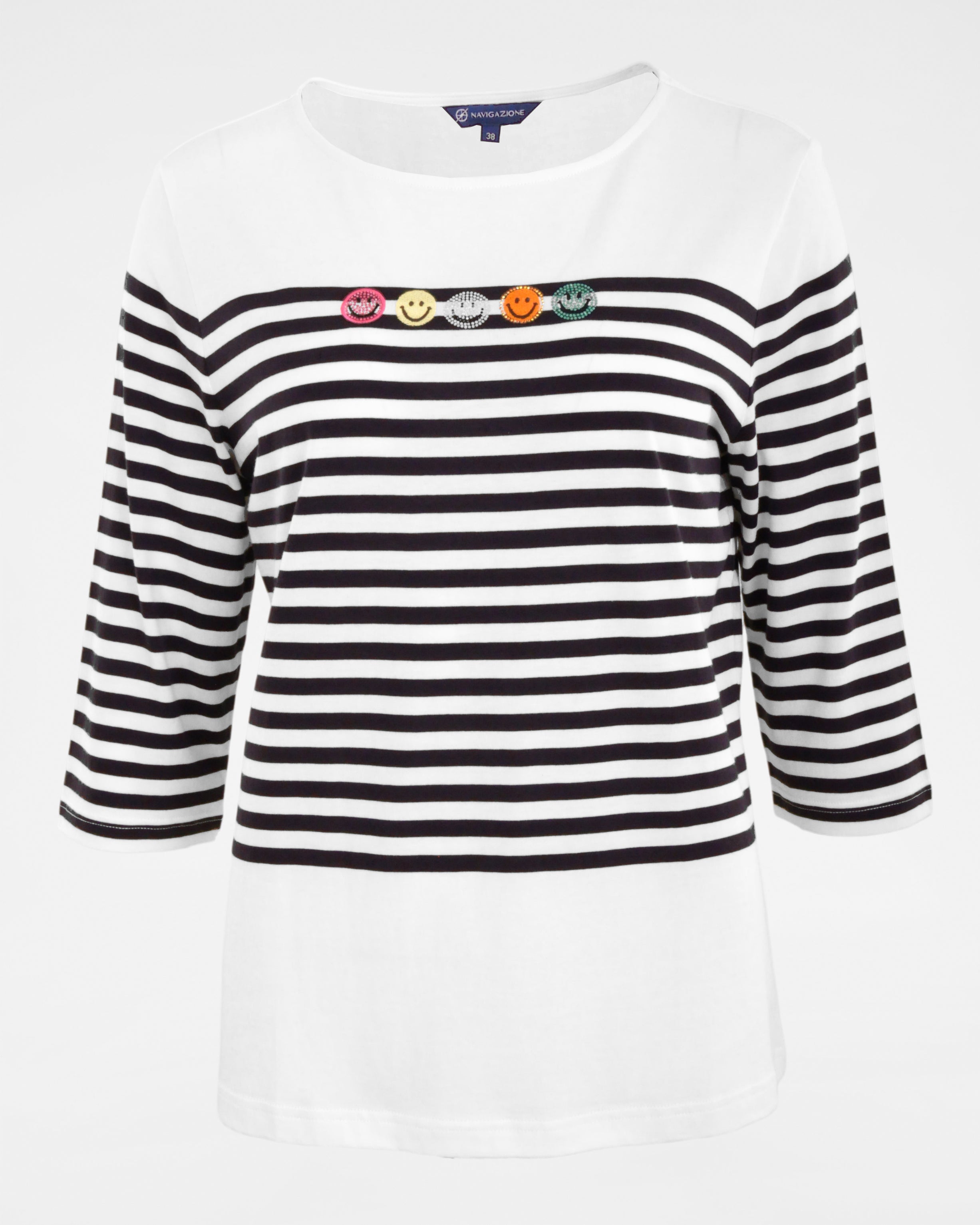 Shirt 3/4 Arm gestreift – Zeitloser Klassiker mit Rundhalsausschnitt