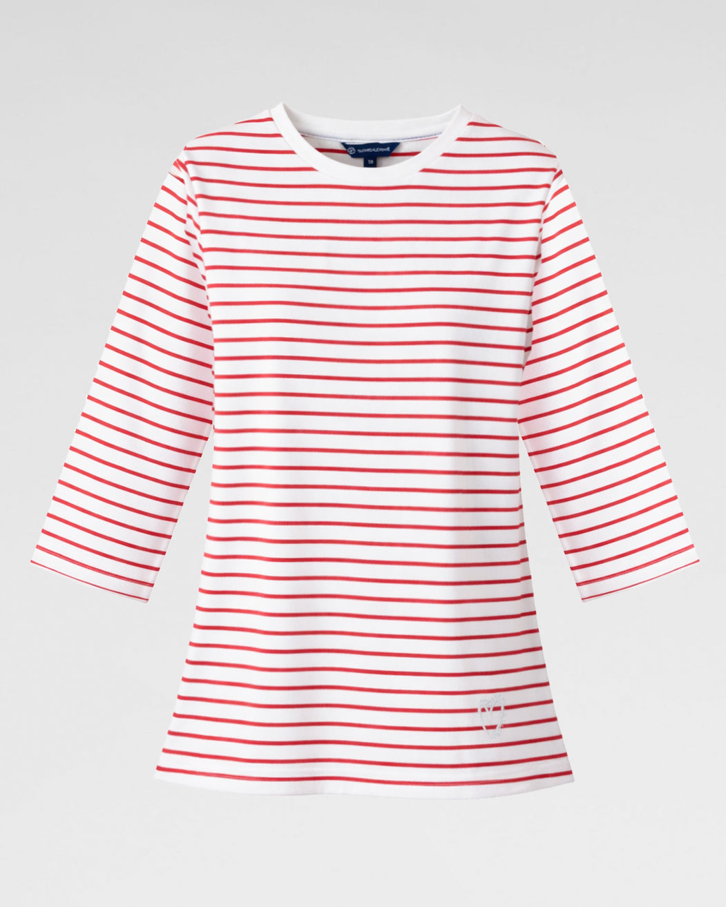 Sportives 3/4 Arm Sweatshirt im Bretonischen Streifen – Damen Sweatshirt Weiß/Rot