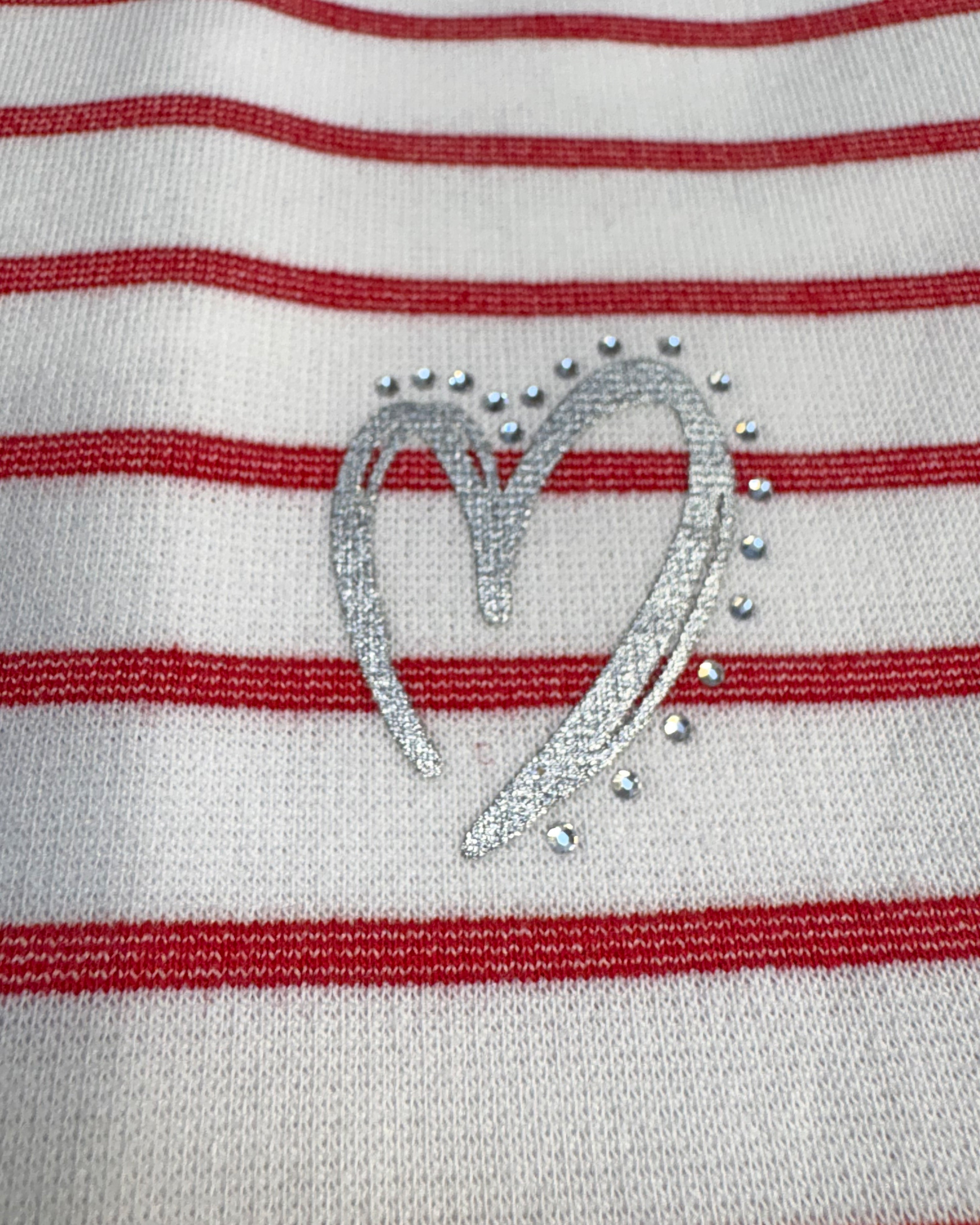 Sportives 3/4 Arm Sweatshirt im Bretonischen Streifen – Damen Sweatshirt Weiß/Rot