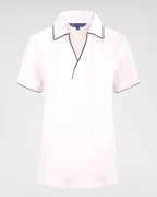 Polo Weiß  – V-Ausschnitt & Liebevolles Herz Detail