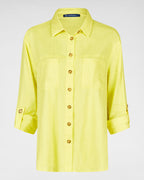 Sommerliche STRETCH Leinenbluse zum Krempeln in Gelb 💛