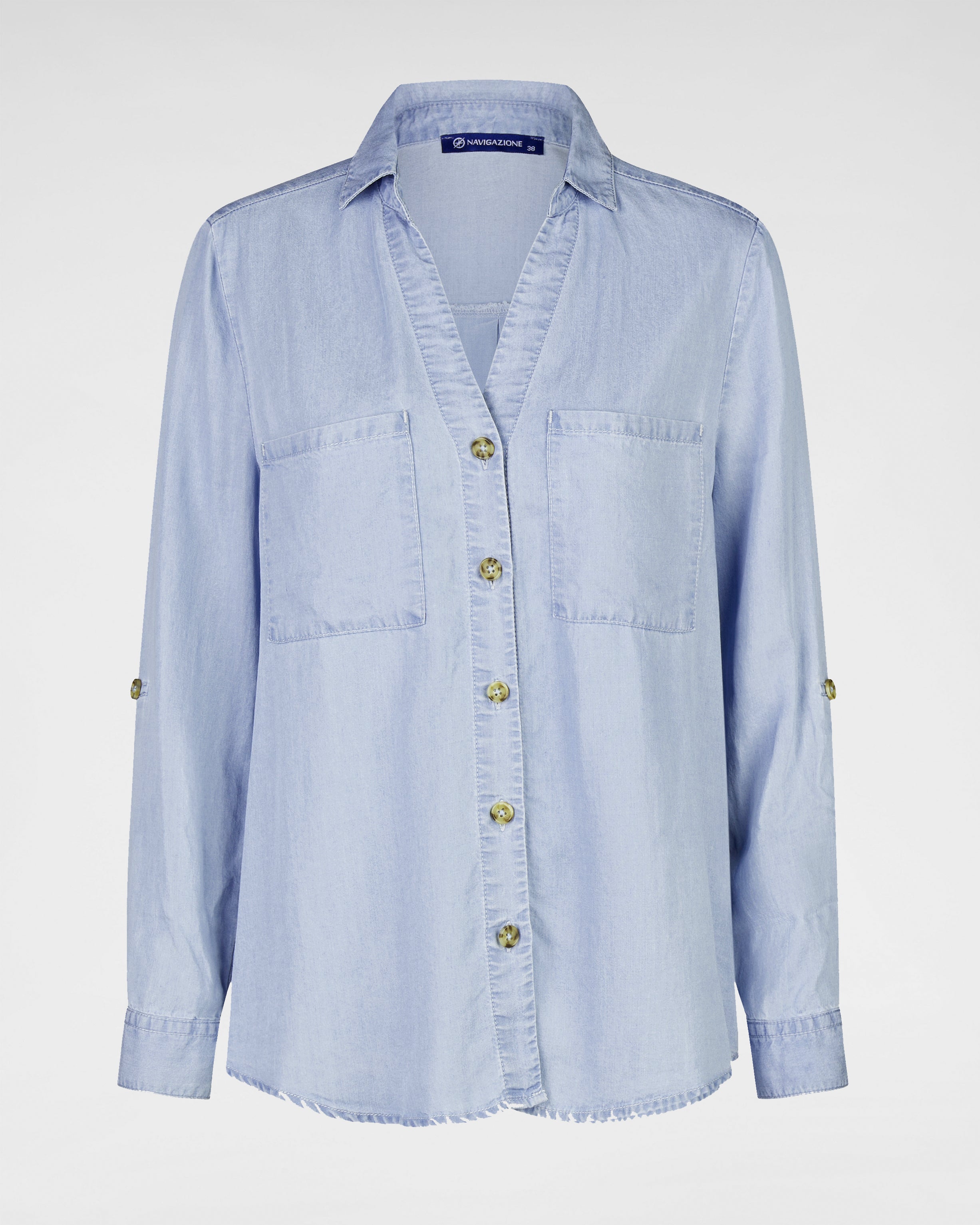 💙Bluse zum Krempeln – Lässiger Denim-Look💙