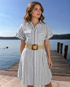 Kleid gestreift Navy-Weiß mit Gürtel – Klassischer Look mit modernem Stil