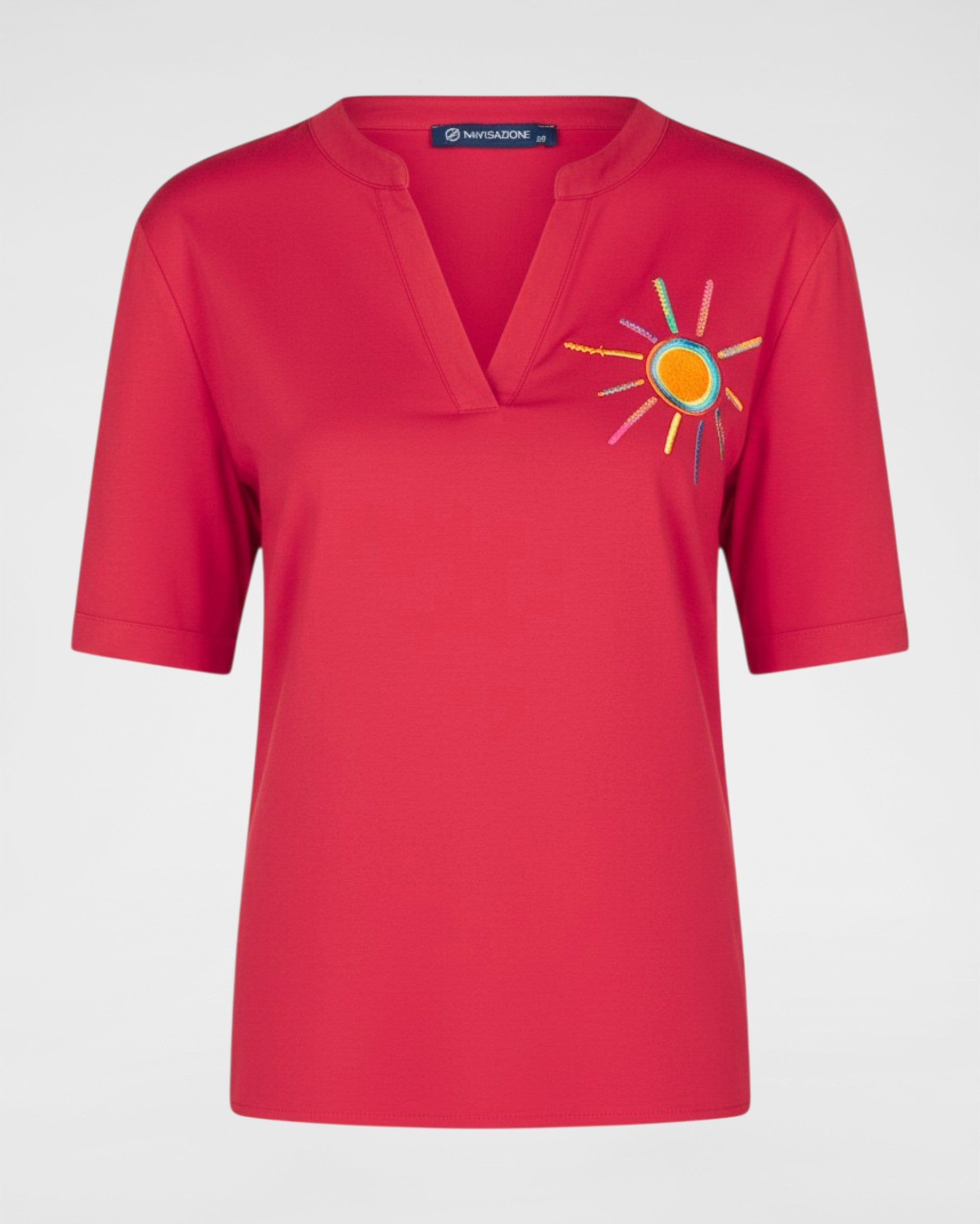 Tunika 1/2 Arm – Hochelastische Blusenware mit bunter Sonnenstickerei