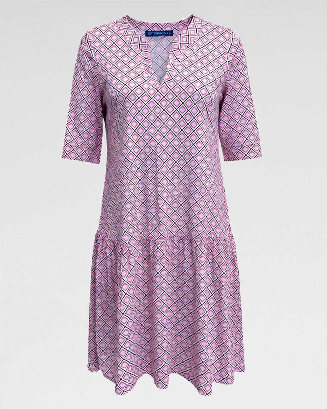 Leichtes Sommerkleid mit 1/2 Arm & grafischem Druck