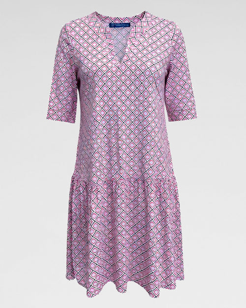 Leichtes Sommerkleid mit 1/2 Arm & grafischem Druck