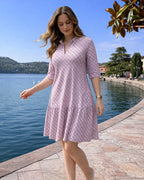 Leichtes Sommerkleid mit 1/2 Arm & grafischem Druck