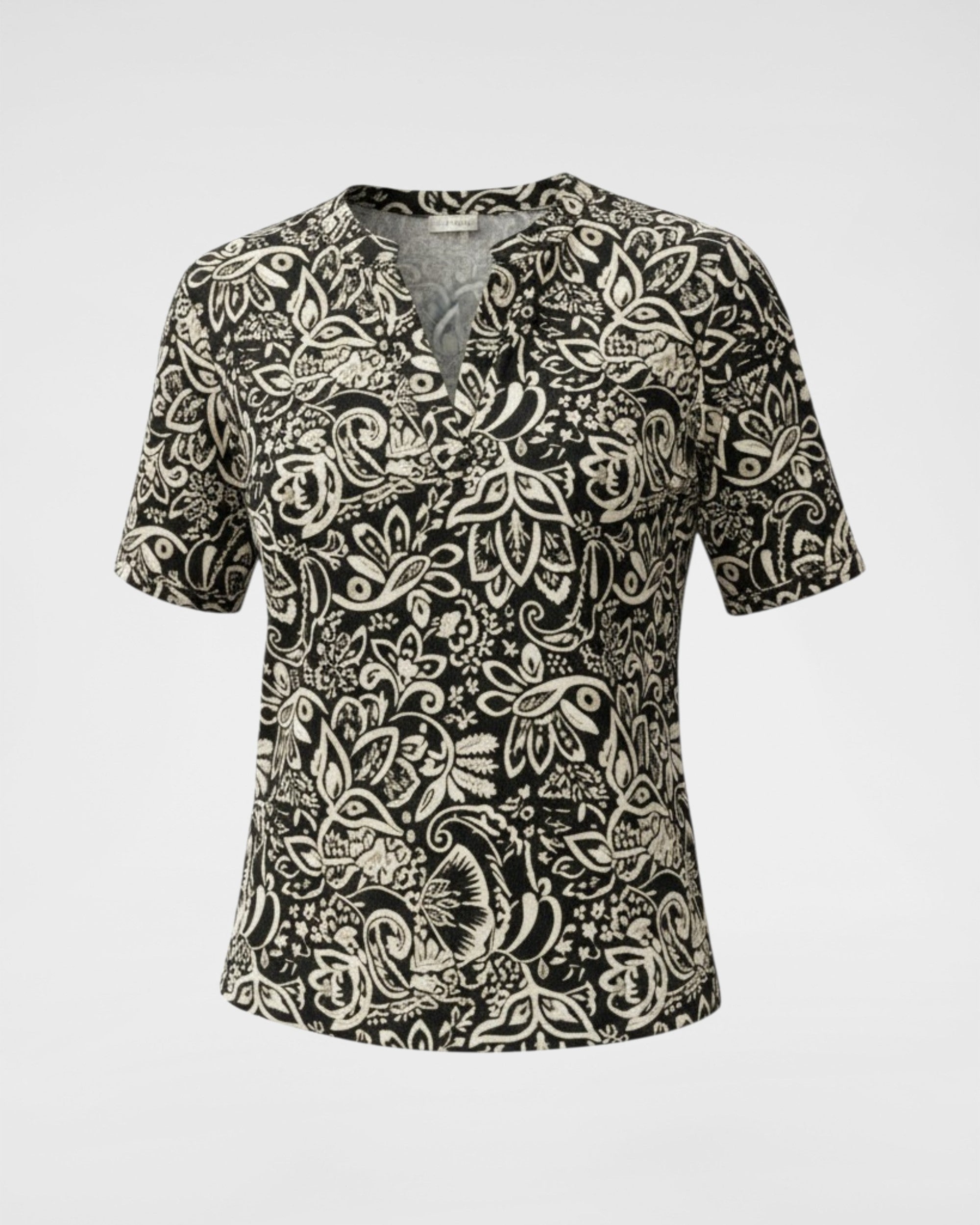 Tunika 1/2 Arm mit V-Ausschnitt – Schwarz & Sand