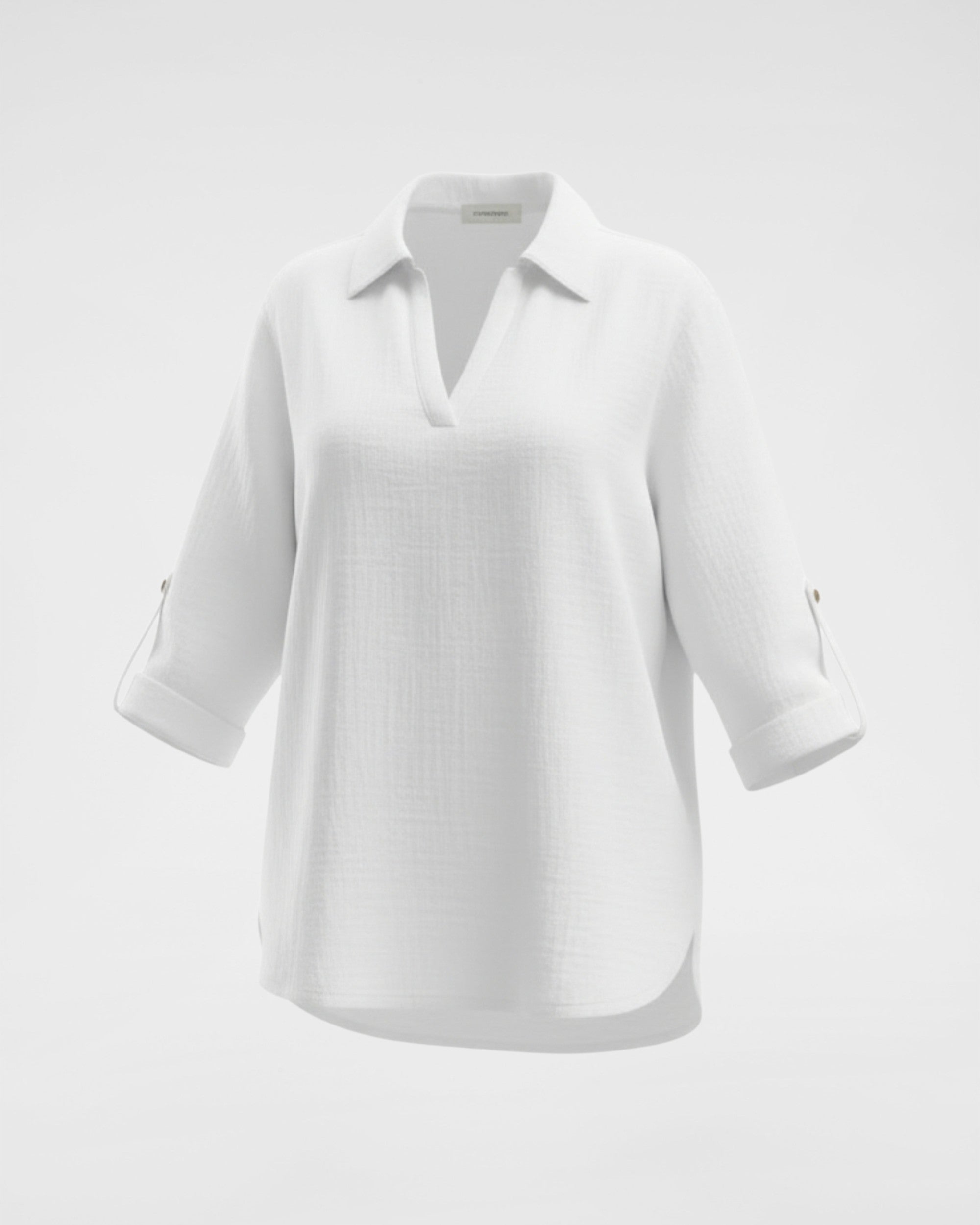 Tunika 3/4 Arm Weiß – Leichte Musselinware zum Krempeln