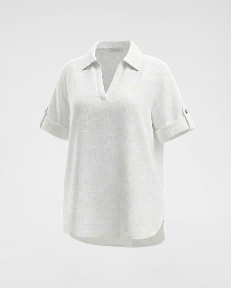 Tunika 3/4 Arm Weiß – Leichte Musselinware zum Krempeln