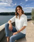 Tunika 3/4 Arm Weiß – Leichte Musselinware zum Krempeln