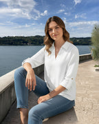 Tunika 3/4 Arm Weiß – Leichte Musselinware zum Krempeln