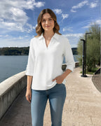 Tunika 3/4 Arm Weiß – Leichte Musselinware zum Krempeln