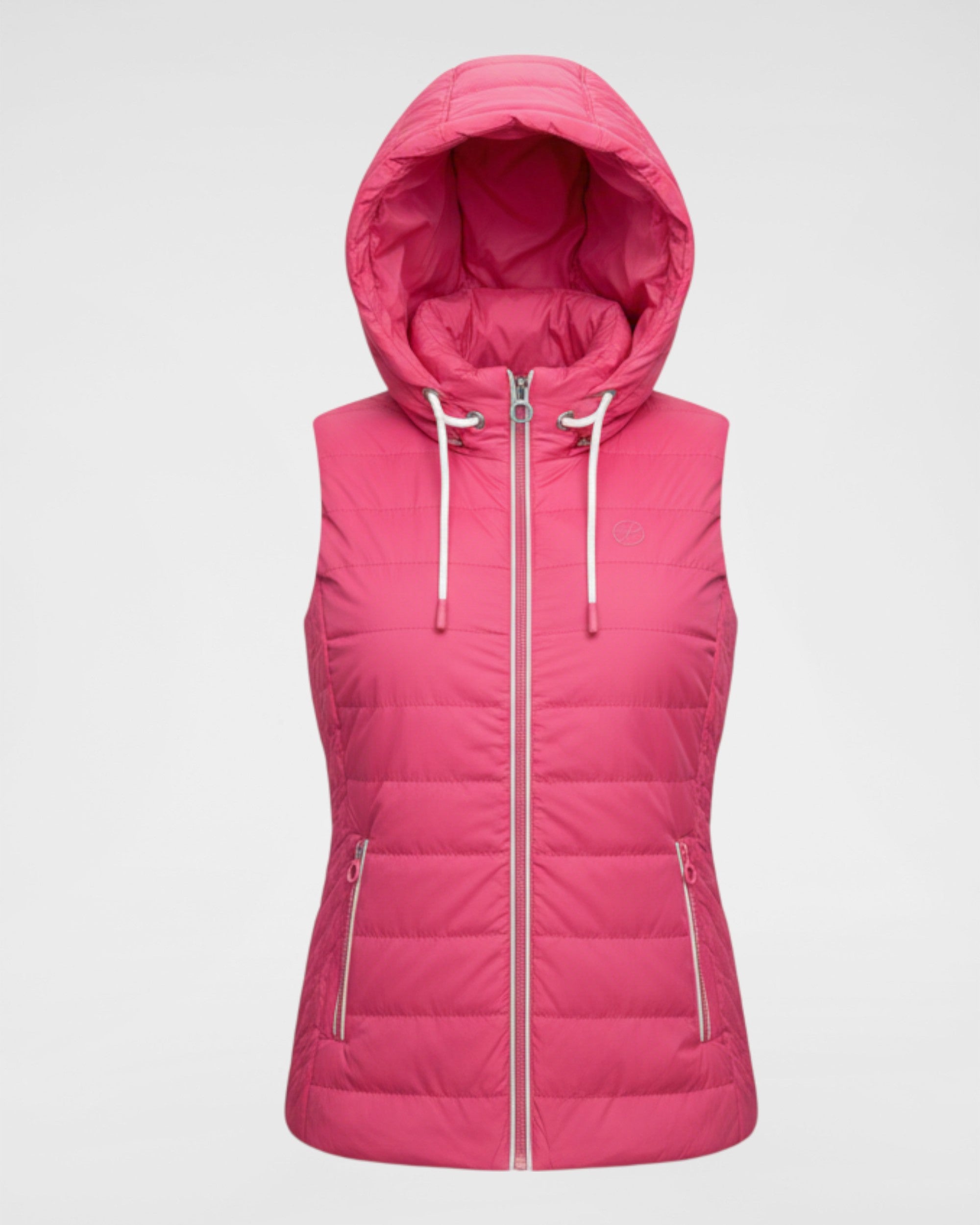 Moderne Weste mit sportiven, weißen Details und versteckter Handytasche