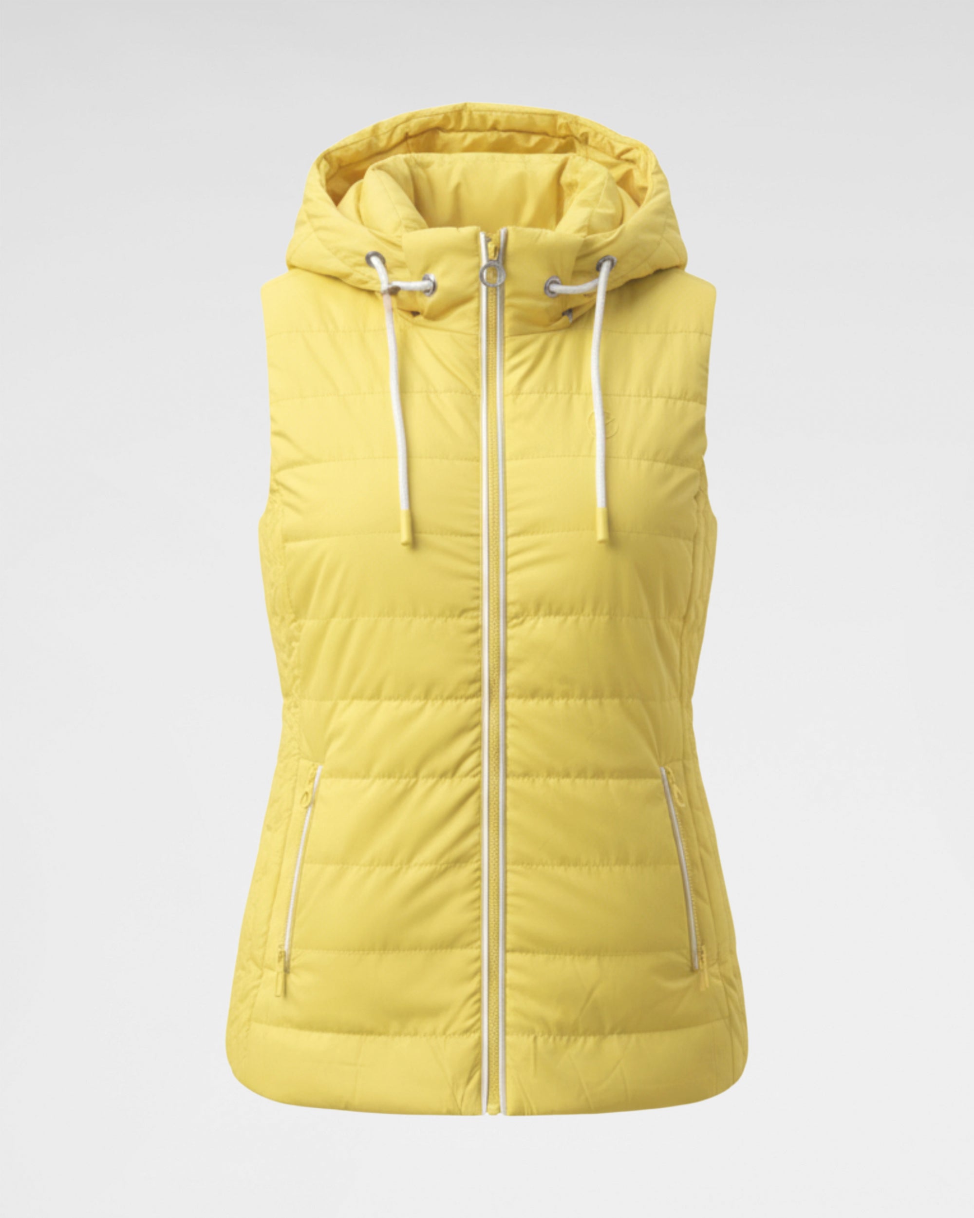 Moderne Weste mit sportiven, weißen Details und versteckter Handytasche