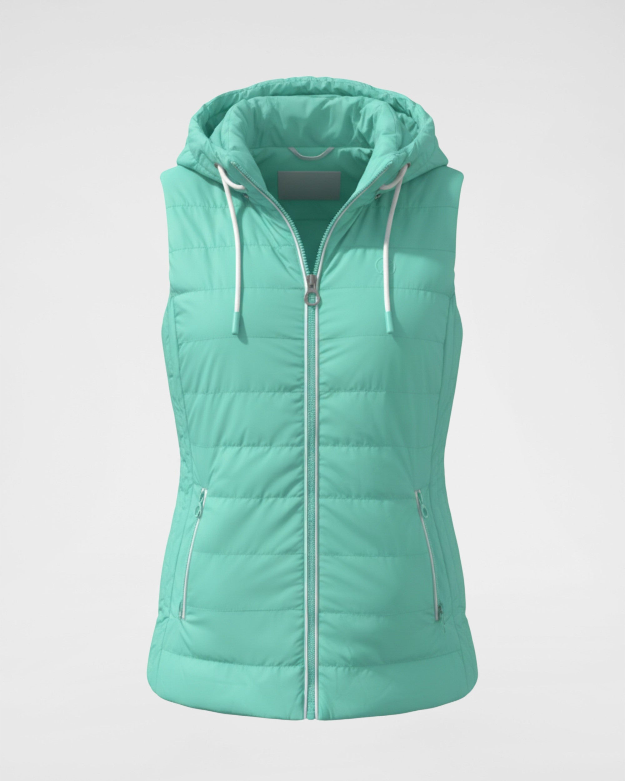 Moderne Weste mit sportiven, weißen Details und versteckter Handytasche