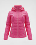 Sportive Steppjacke mit Kapuze und versteckter Handytasche
