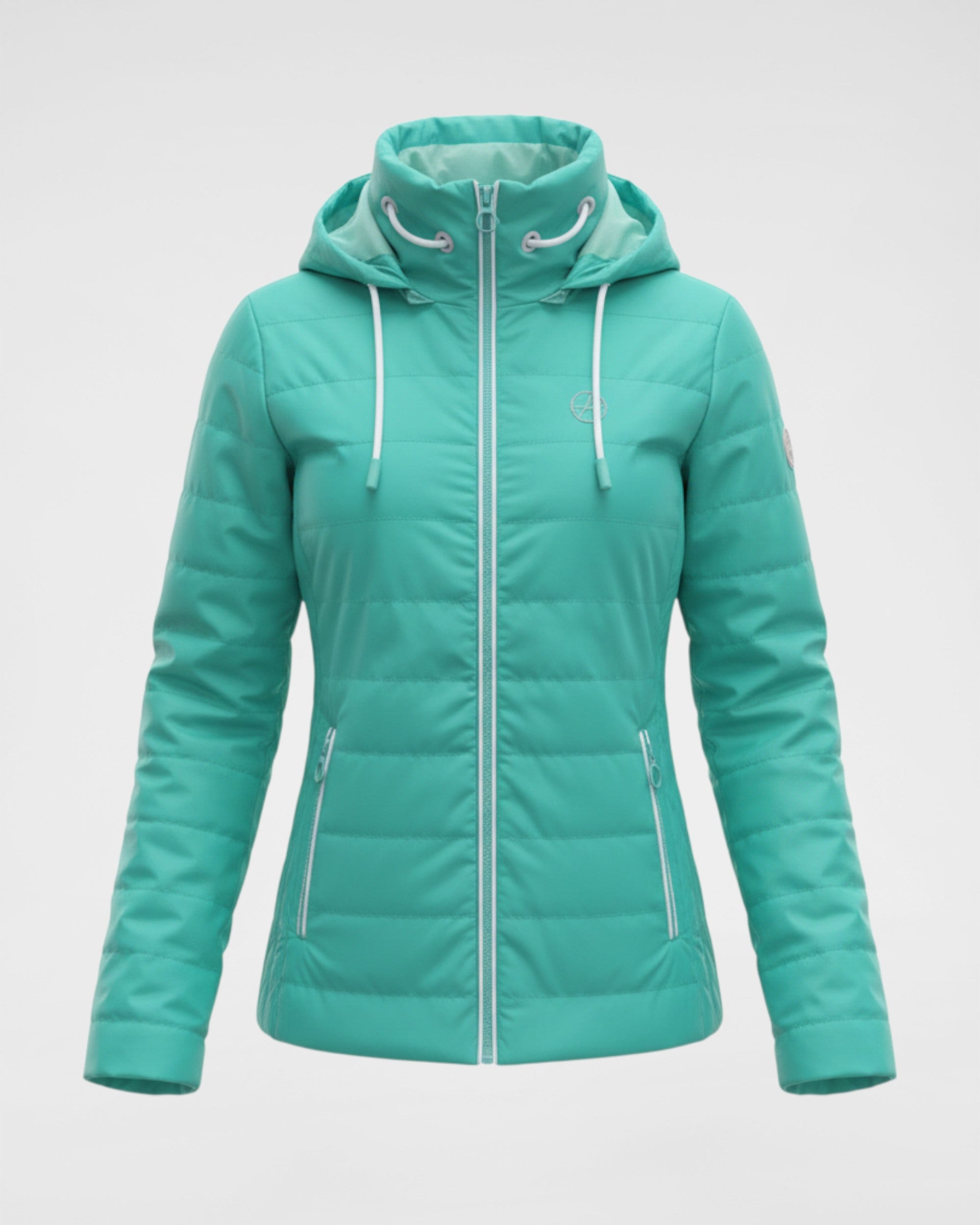 Sportive Steppjacke mit Kapuze und versteckter Handytasche