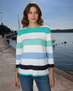 Leichter 3/4-Arm Übergangspullover in frischer Mintfarbstellung