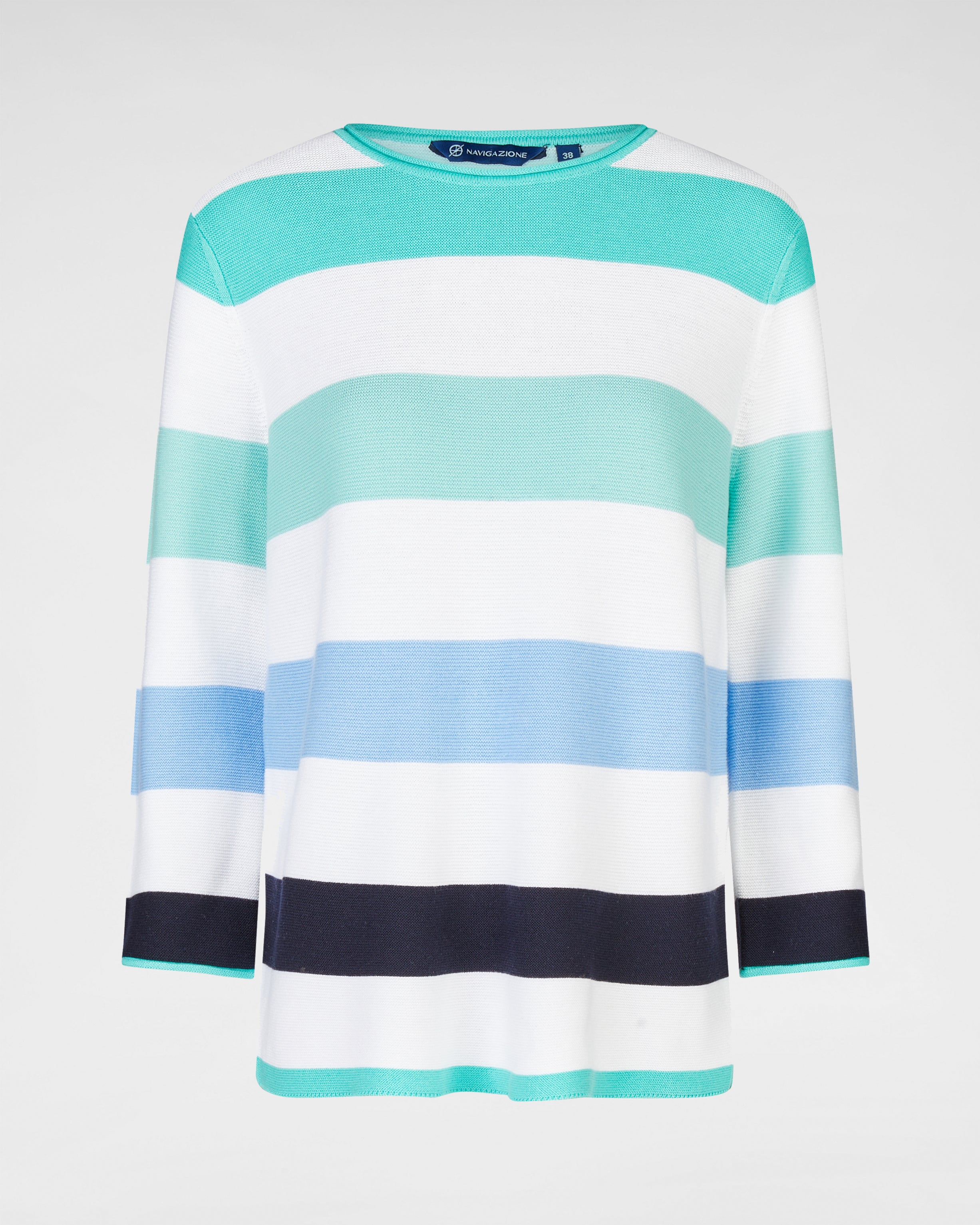 Leichter 3/4-Arm Übergangspullover in frischer Mintfarbstellung