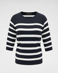 Maritimer Streifenpullover „Atlantic“ – Leichter Übergangspulli mit 3/4 Arm in Navy/Weiß